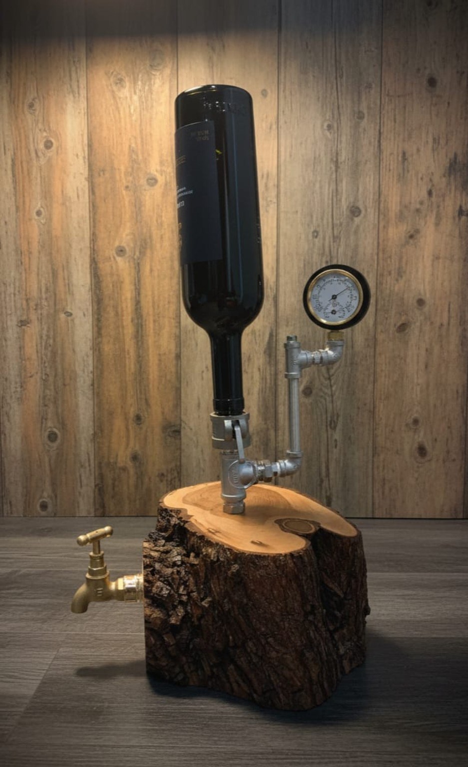 Bottle Dispenser on Wood Base Bottle Dispenser on Wood Base