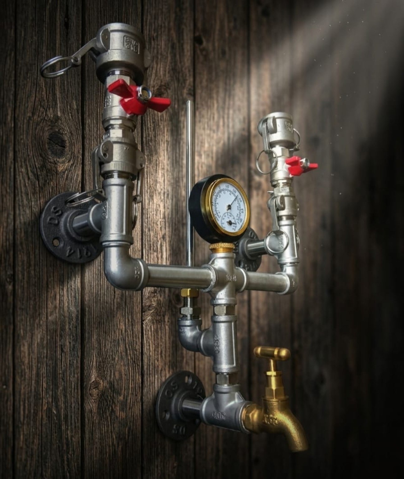 Wall Pipe installation with Gauge & Tap Wall Pipe installation with Gauge & Tap